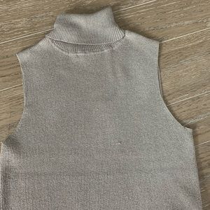Petite Sophisticate Sleeveless Turtleneck Tank in Light Taupe